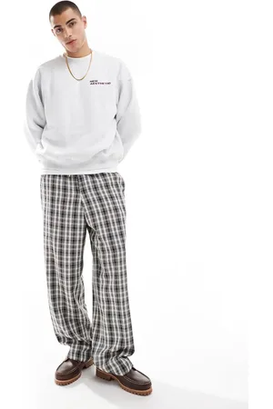 ASOS Pull-on smart wide leg check pants in