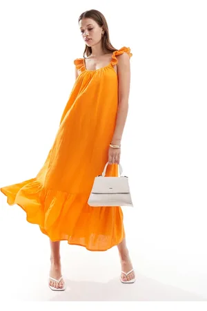 Y.A.S Scoop neck eyelet sleeve maxi dress in