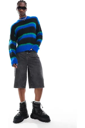 COLLUSION Brushed oversized crew neck sweater in blue stripe