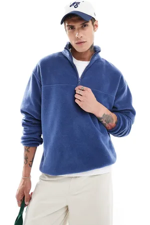 ASOS Oversized half zip fleece sweatshirt in dark blue