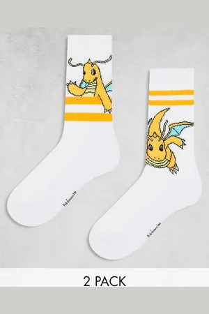 ASOS 2 pack Pokémon Dragonite socks in