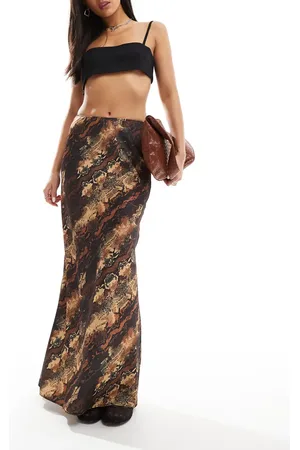 ASOS Satin bias cut midi skirt in animal print