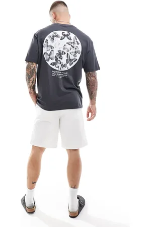 Only & Sons Relaxed fit t-shirt with butterfly back print in washed black