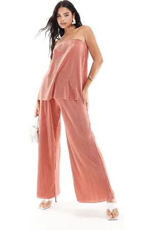 ONLY Plisse wide leg pants in dusky - part of a set