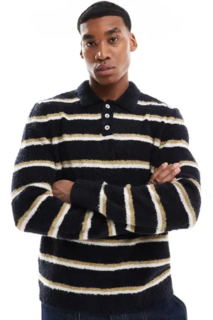 ASOS Relaxed knitted boucle polo sweater in stripe