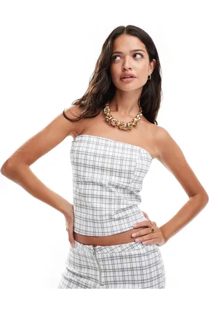 ASOS Bandeau fitted top in check - part of a set