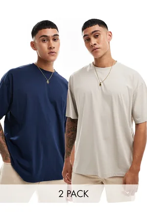 ASOS 2 pack oversized t-shirts in stone and navy