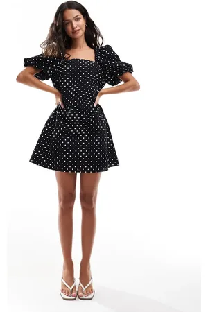 ASOS Volume sleeve mini dress in polka dot