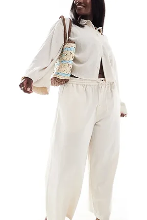 ASOS ASOS DESIGN Curve wide leg pants with linen in