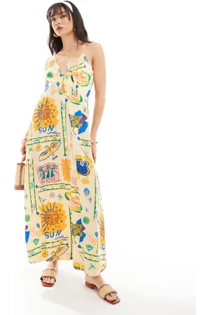 Object Strappy maxi dress in painted print