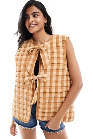 ASOS Quilted vest with bows in gingham