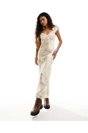 Free People Ditsy print v-neck maxi dress in cream