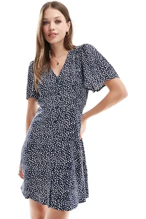 VERO MODA Button up mini skater dress in spot print