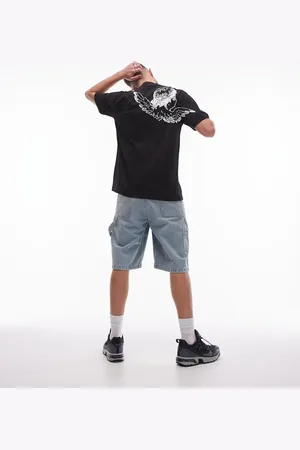 Topman Extreme oversized fit t-shirt with angel front and back print in washed