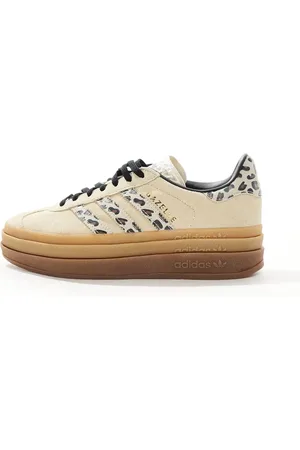 adidas Gazelle Bold sneakers in cream and leopard stripes