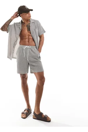 South Beach Beach shorts in knit brown and white stripe - part of a set
