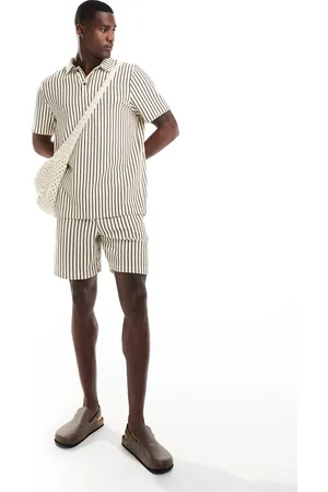 South Beach Terrycloth striped beach shorts in beige - part of a set