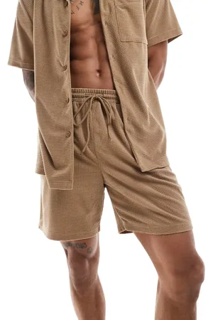 South Beach Waffle terrycloth beach shorts in tan - part of a set