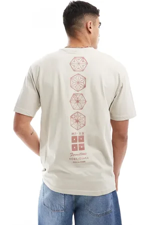 Only & Sons Relaxed fit t-shirt with Japan print in beige