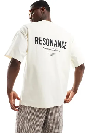 SELECTED Oversized heavy weight t-shirt with text backprint in cream