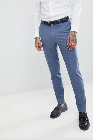 Harry Brown Wedding Wool Blend Blue Donegal Slim Fit Pants