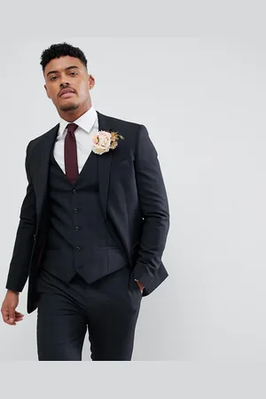 River Island Wedding skinny fit check suit jacket in