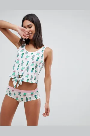 ASOS ASOS DESIGN Cactus Tank And Pant Pajama Set