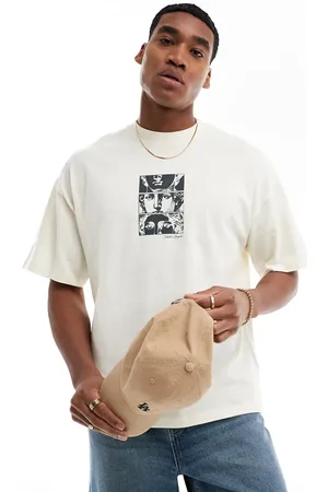 SELECTED Oversized T-shirt with statue chest print in cream