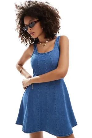 ASOS Soft denim mini sundress in lightwash