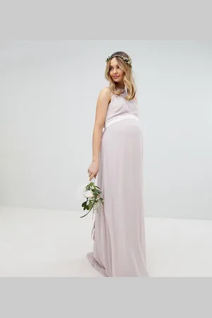 TFNC Wedding sateen bow back maxi dress