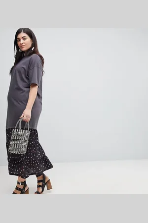 ASOS Oil Wash T-Shirt Maxi Dress With Woven Hem