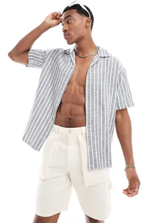 JACK & JONES Oversized textured shirt in stripe