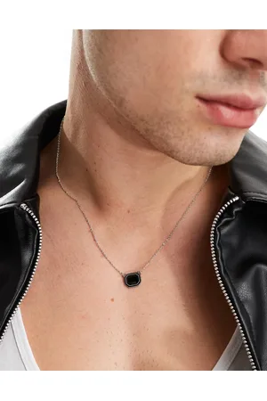 ASOS Necklace with black stone pendant in tone