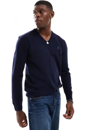 Ralph Lauren Icon logo v-neck heavyweight cotton knit sweater in