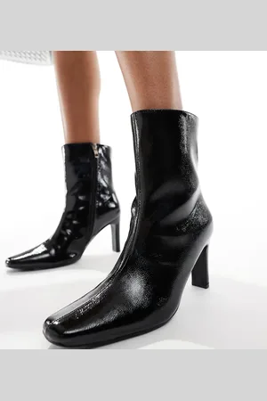 Public Desire Public Desire Polaris Wide Fit square toe heeled ankle boots in