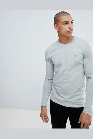 Farah Southall super slim fit logo long sleeve t-shirt in gray
