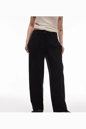 Topshop Low slung linen button pants in