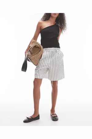 Topshop Stripe tailored short in mono