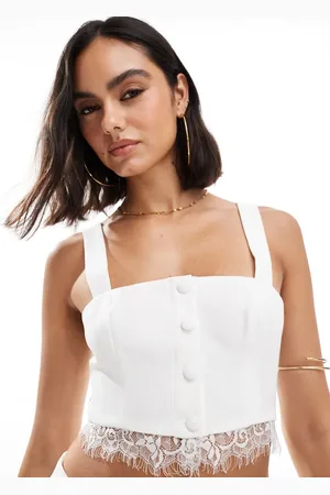 Miss Selfridge Lace trim corset top in ivory - part of a set