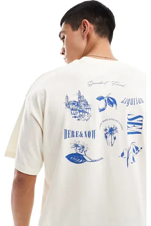 SELECTED Oversized t-shirt with lemon vacation print in cream