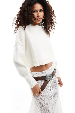 Free People Easy street cropped pullover sweater in ivory