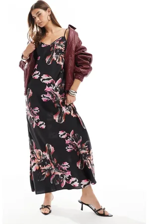 AllSaints Bryony satin maxi dress in print