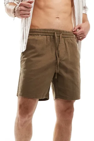 Only & Sons Pull-on linen shorts in washed