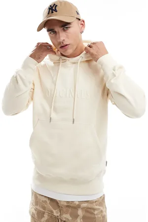 JACK & JONES Oversized 3d print logo hoodie in off