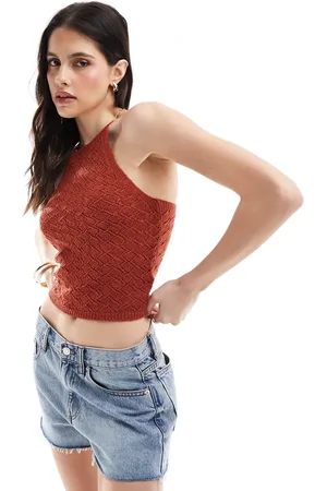 ONLY Open knit tank top in rust