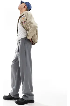 ASOS Wide leg smart pants with a white contrast waistband in
