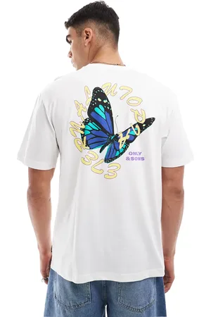 Only & Sons Relaxed fit T-shirt with butterfly back print in