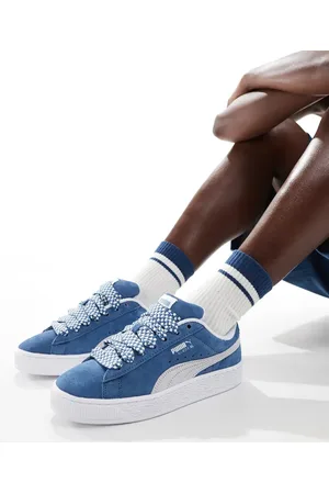 PUMA Suede XL sneakers with lace interest in and white