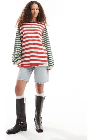 Free People Oversized long sleeve striped t-shirt