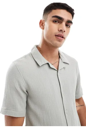 Only & Sons Revere collar cheesecloth shirt in light sage - part of a set